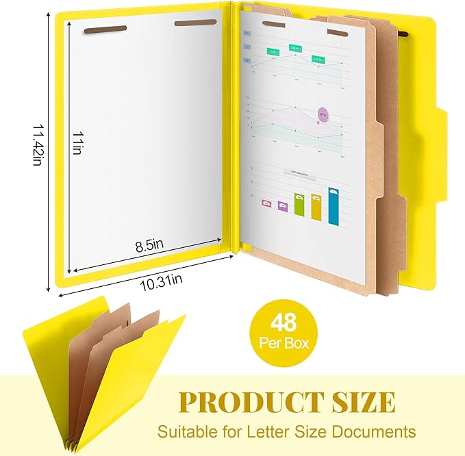 Skyygemm 48 Pcs Classification Folders Letter Size, 2 Divider Pressboard File - Image 3