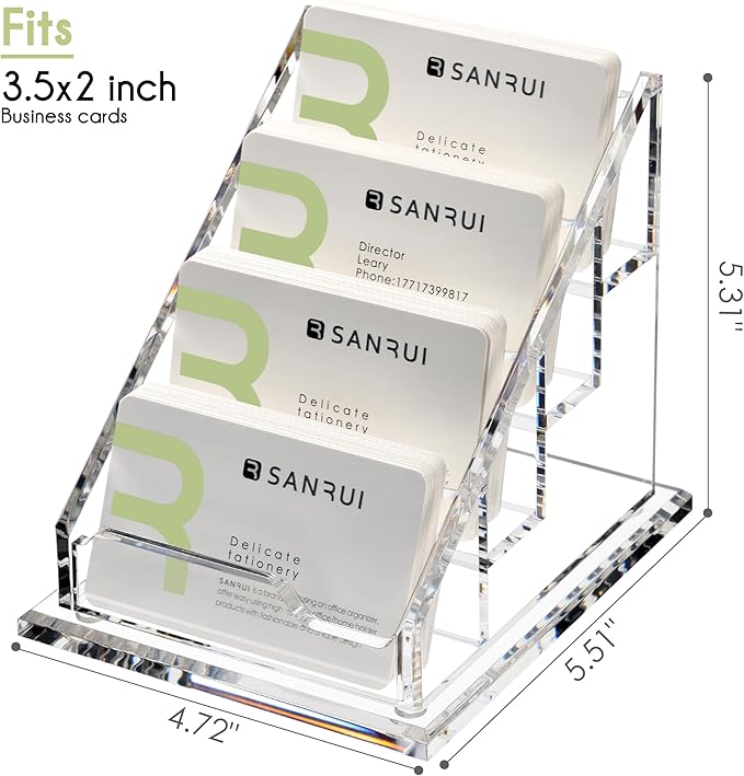 YUXUN Business Card Holder for Desk Clear Acrylic Business Cards Display Stand - Image 5