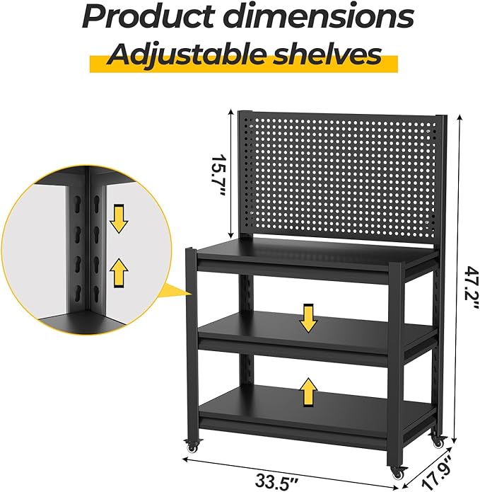 10 Sets Storage Shelves with Pegboard, Heavy Duty Garage Shelving Units and - Image 2