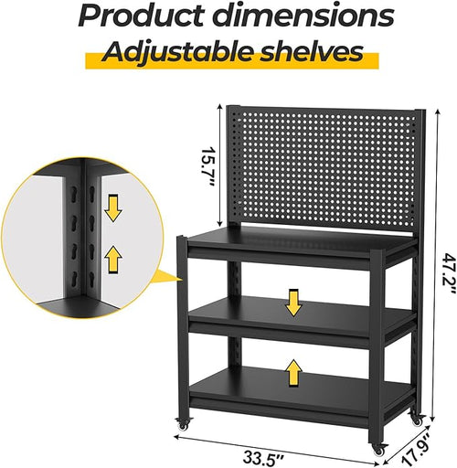 10 Sets Storage Shelves with Pegboard, Heavy Duty Garage Shelving Units and - Image 2