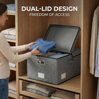 PRANDOM Storage Bins with Lids Linen Fabric Foldable Storage Boxes Organizer - Image 4