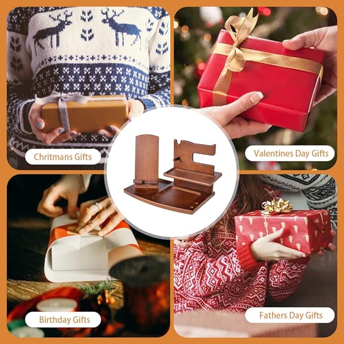 Gifts for Men, Fathers Day Wood Phone Docking Station for Dad, Desk or - Image 7