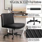 PUKAMI Criss Cross Chair with Wheels, PU Leather Armless Cross Legged Office - Image 6
