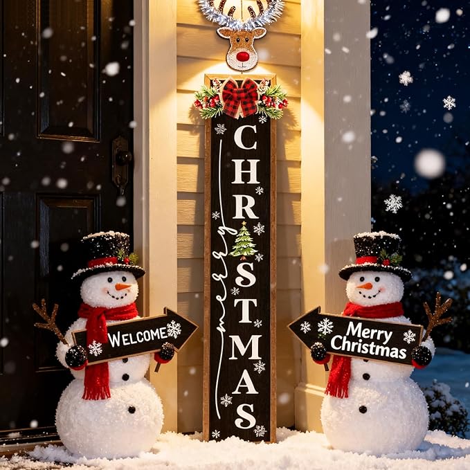 Double-sided Merry Christmas Wooden Sign Stand - Image 9