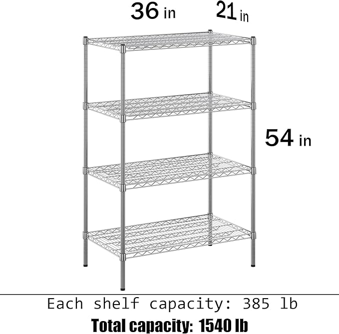 Regal Altair 21" Deep x 36" Wide x 54" Height Wire Shelving Kit | 4-Tier | NSF - Image 3