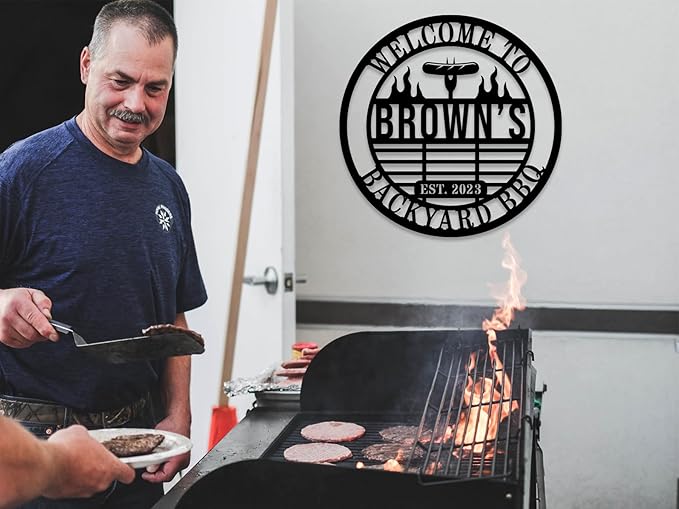 Personalized BBQ Grill Name Sign Custom Grill Sign Outdoor Kitchen Decor Grill - Image 2