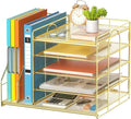 Marbrasse Desk Organizer with File Holder, 5-Tier Paper Letter Tray, Mesh Desk by Marbrasse