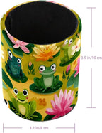 Leather Pen Holder for Desk Funny Frogs Pencil Cup Desktop Organizer Makeup - Image 3