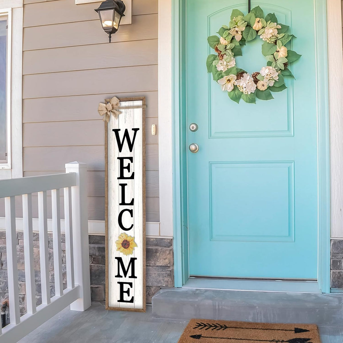 Interchangeable Standing Front Porch Welcome Sign 45"X9" Wood