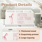 URLLUAE Better Late Than Ugly Funny Pink Makeup Brush Toothbrush Holder - Image 6