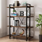 4 Tier Bookshelf Solid Wood Bookcase and Book Shelves Wood and Metal Shelving - Image 4