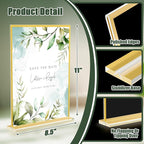 Acrylic Sign Holder 8.5 x 11, 9 Pack Clear Sign Holder Double Sided Gold Table - Image 2