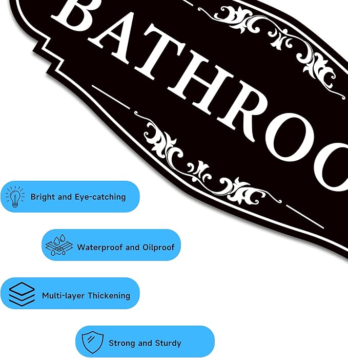 Bathroom Sign Sticker for Business and Home，Self-adhesive Cute Bathroom Decor - Image 3