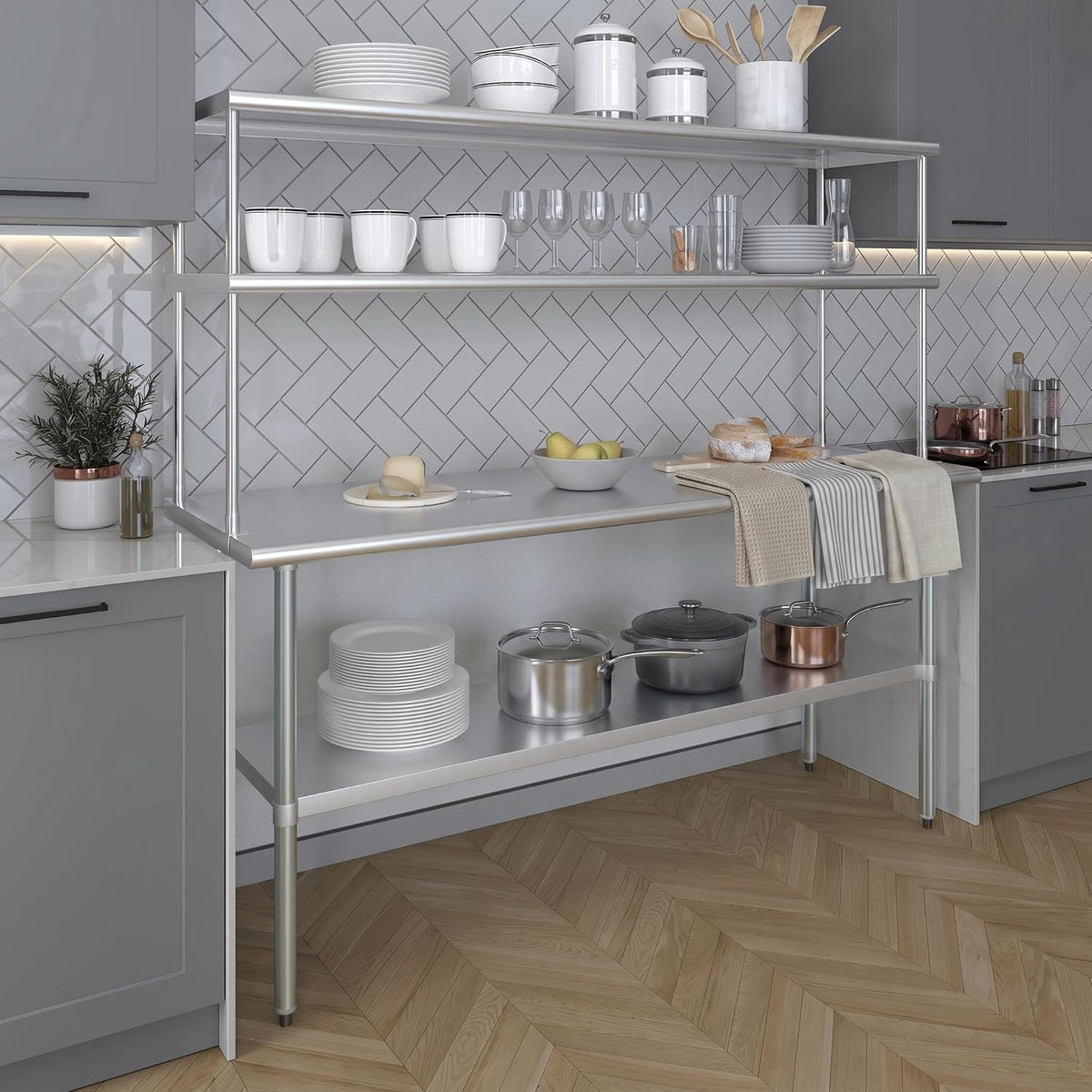 72"x12" Stainless Steel Double Overshelf, NSF