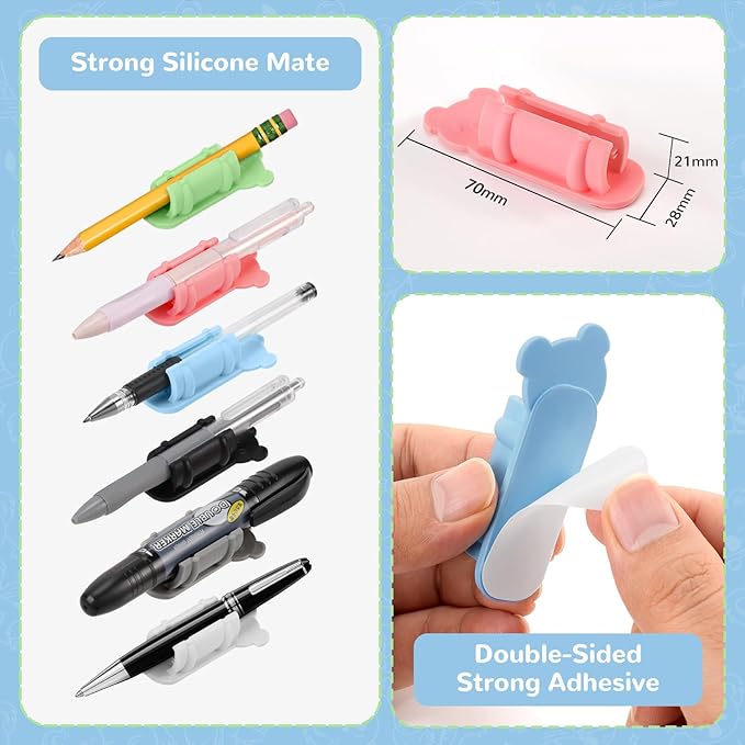 VZZNN 40 Pack Adhesive Pen Holder Clips, Silicone Pencil Holders - Image 5