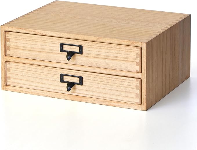Kirigen Natural Wood Desktop Storage Cabinet -Shallow Type Drawers by KIRIGEN