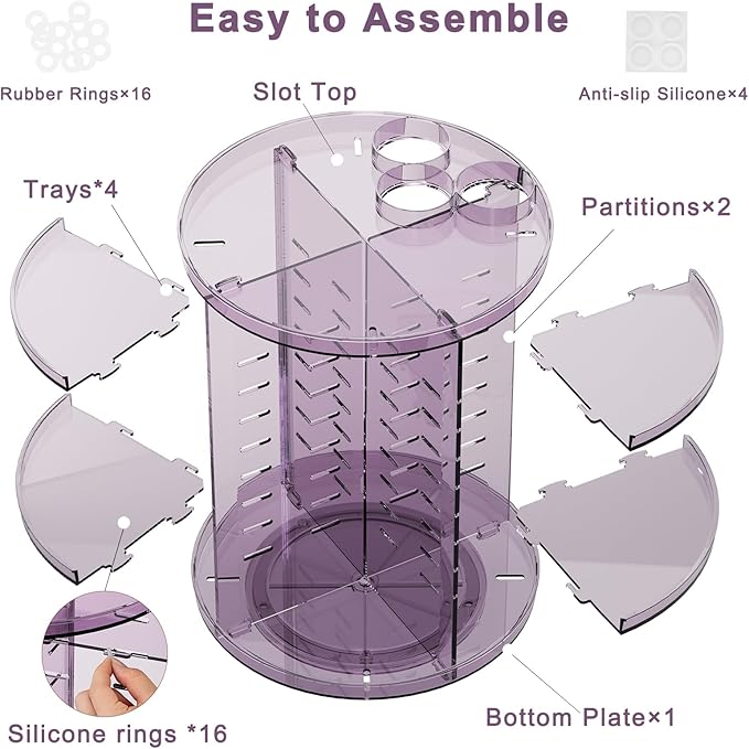 Rotating Makeup Organizer for Vanity, DIY Adjustable Tray Spinning Skincare - Image 6