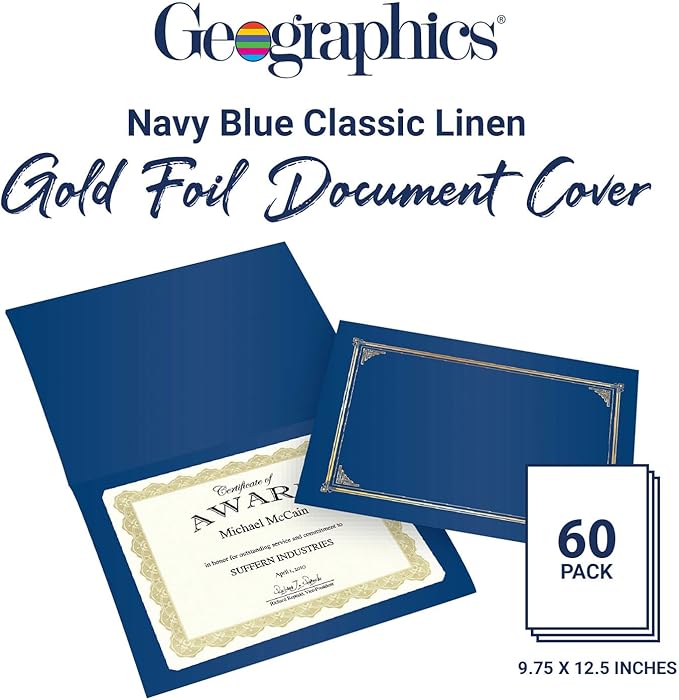 Geographics Classic Linen Document Covers 12.5” x 9.75” Navy Blue 60 Pack - Image 2