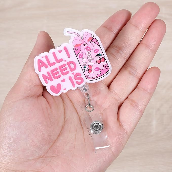 Pink Bow Soda Funny Nurse Badge Reel, Cute Coquette Soda Pop Retractable ID - Image 4