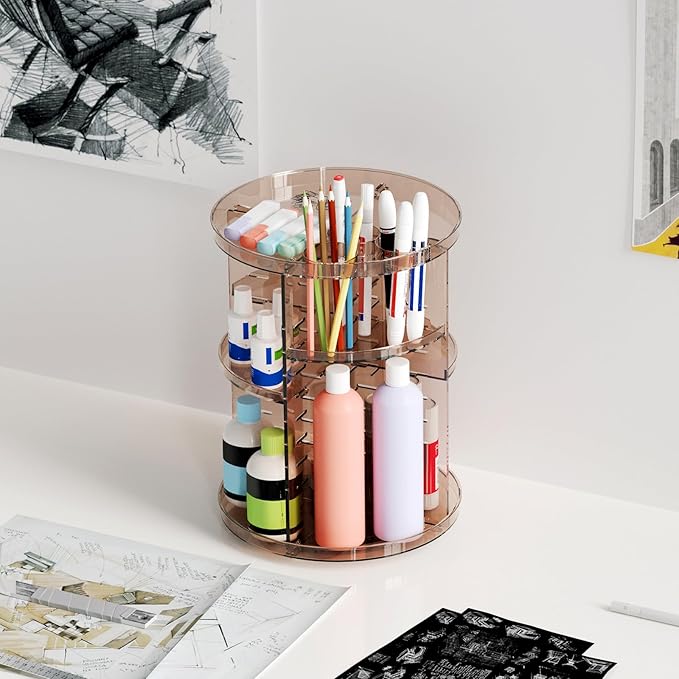 Rotating Makeup Organizer Countertop, DIY Adjustable Trays Spinning Skincare - Image 7