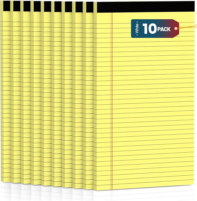 Legal Pads 8.5 x 14 Note Pads, 10 Pack Writing Pads Wide Ruled Notepads by NotePads