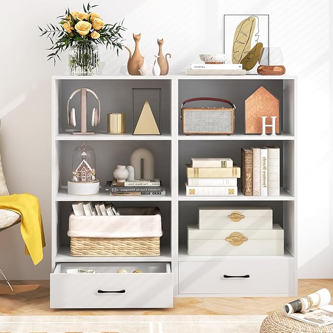LOKO 4-Tier Bookcase with Storage Drawer, Modern Organizer Display Storage - Image 4