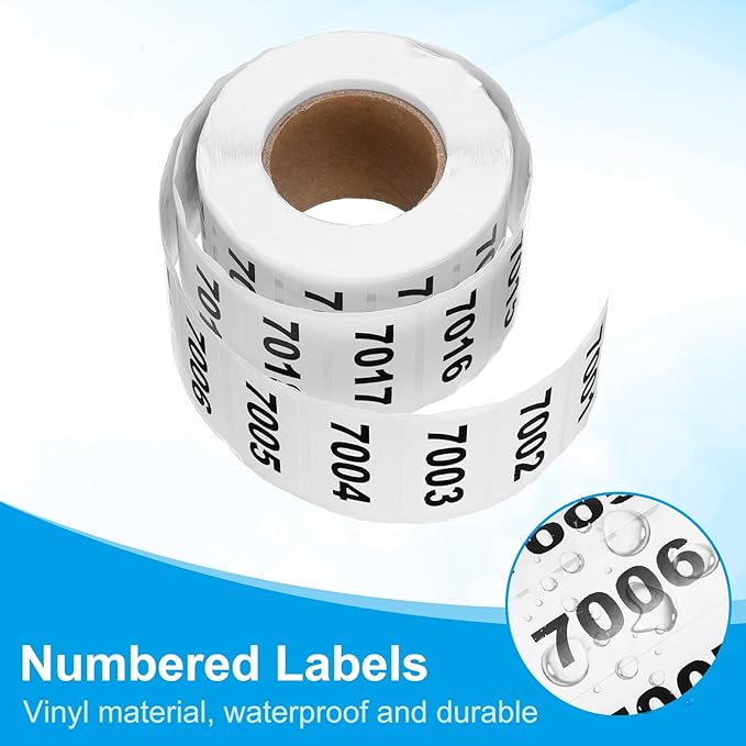 PATIKIL 0.8 x 1.6 Inch Inventory Number Sticker, 2 Roll 7001 to 8000 - Image 3