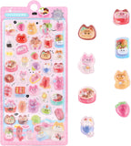 3D Cute Cartoon Cat Bento Puff Stickers,Kawaii Mini Puffy Stickers | 3D Stickers for Scrapbooks Planner Journals Laptops Phone Case Decoration Phone Stickers