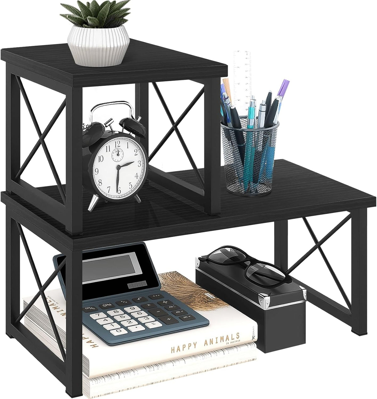 ELITEROO Wood Desktop Shelf, Freestanding Small Bookshelf Organizers