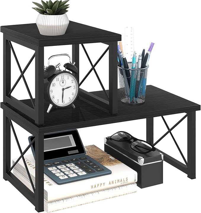 ELITEROO Wood Desktop Shelf, Freestanding Small Bookshelf Dorm Supplies by ELITEROO