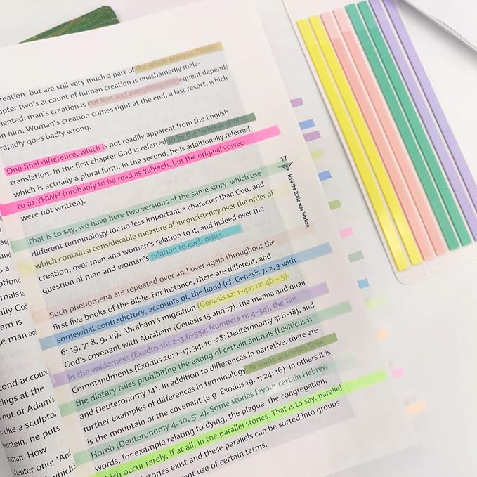 Potanro Sticky Tabs 2300 Pcs Translucent 10 Sheets Highlighter Book Tape Long - Image 2