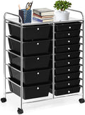 COSTWAY 15 Drawer Rolling Storage Cart, Utility Tools Paper Organizer on Wheels by COSTWAY