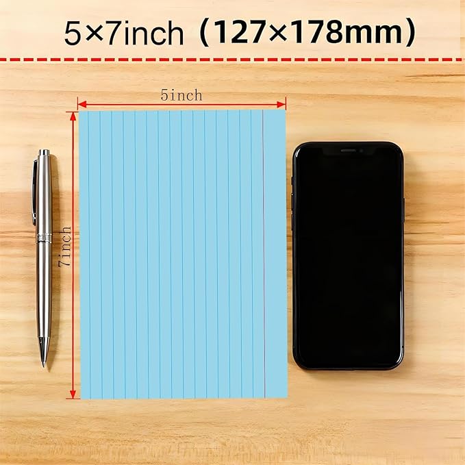 JINMIKEJI Blue Ruled Index Cards 5x7 Inch - Image 2