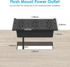 Recessed Power Strip, 30W PD USB-C & USB-A Fast Charging, Drawer Outlet Plug in - Image 7