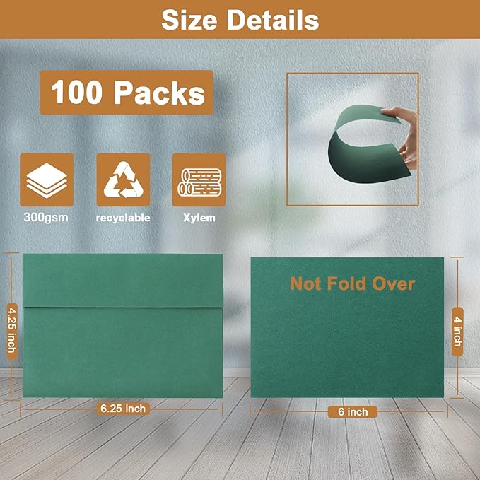 Silunkia 100 Packs 10 Assorted Colors Blank Flat Cards and Envelopes 4 x 6 - Image 2