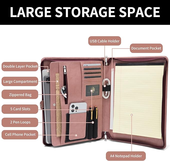 Geslun Personalized Vegan Leather Portfolio, Legal Size 8.5 x 14 Pad Holder - Image 7