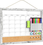 Dry Erase Calendar for Wall, 17x13 Inches Whiteboard Calendar Cork Board Combo by Tankee