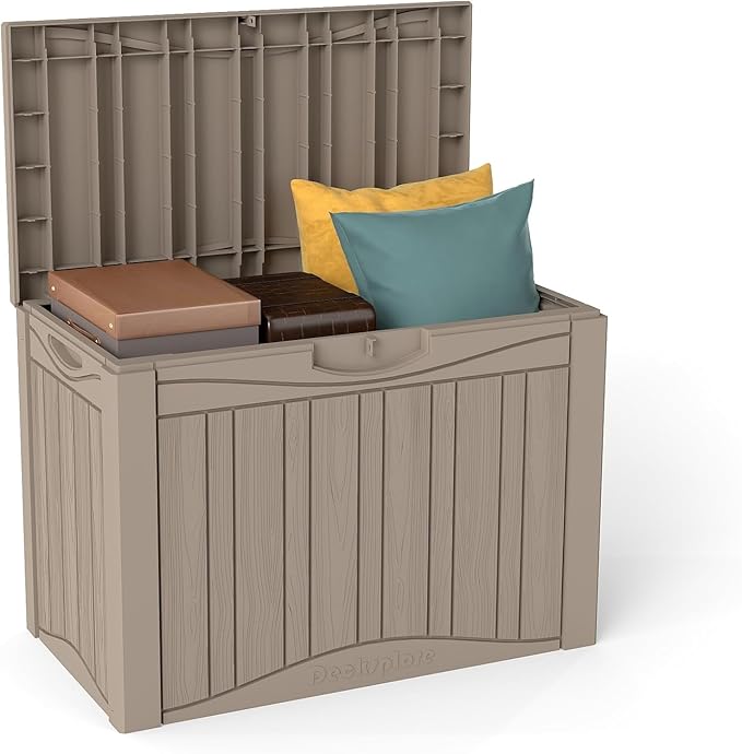 Yardgrace 50 Gallon Lockable Resin Deck Box, Waterproof & UV-Resistant Outdoor by Unknown