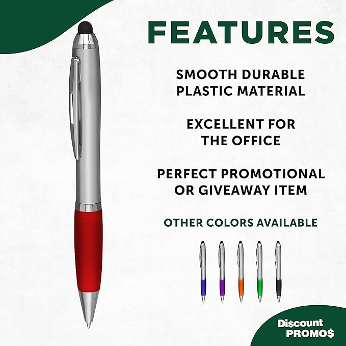 DISCOUNT PROMOS Stylus Ballpoint Pens Set of 10, Bulk Pack - Image 2