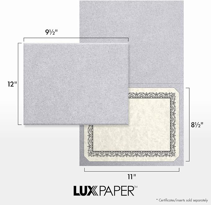 LUXPaper 9.5" x 12" Certificate Holders | Silver Metallic | 105lb. Cover | 100 - Image 4