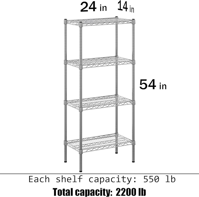 Regal Altair 14" Deep x 24" Wide x 54" Height Wire Shelving Kit | 4-Tier | NSF - Image 3