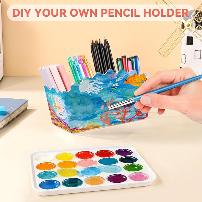 Zioffiel Scalloped Acrylic Pen Pencil Marker Cup Holder Organizer - Image 7