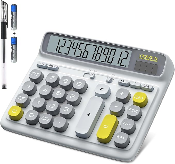 Desktop Calculator with Extra Large 5-Inch LCD Display, 12-Digit Two Way Power by yxzzhx