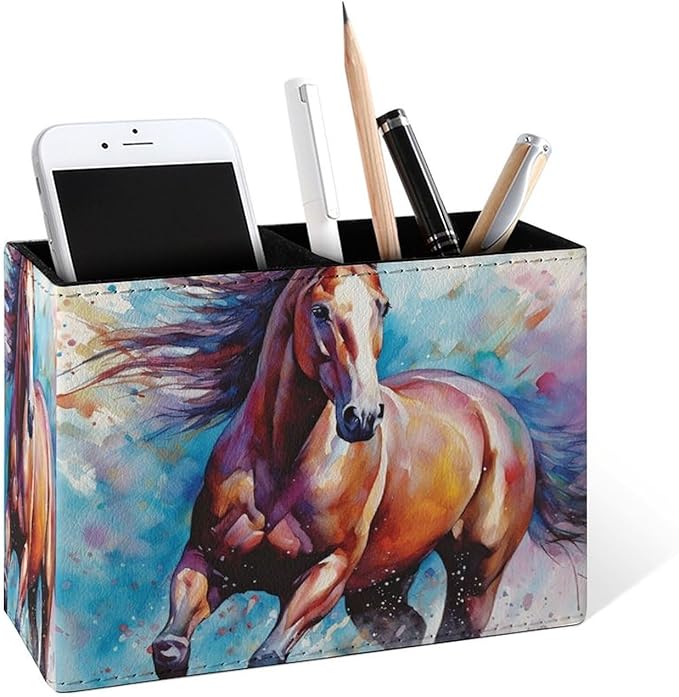 Famame Watercolor Horse Colorful Animal Pencil Holder by Famame