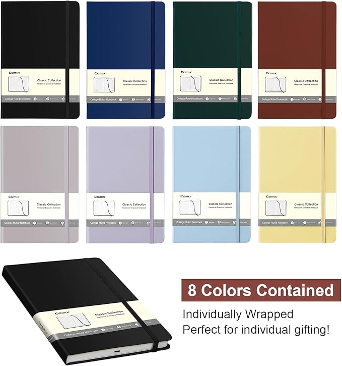 Comix 8 Pack Lined Notebook Journals, 240 Pages, 5.5 x 8.3 inch, Journaling - Image 3