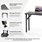 TEMI Small Computer Desk Folding Table - 35.8" Foldable Office Desk, No Assembly, Perfect for Small Spaces in Bedroom, or Apartment, Portable Mini Desk or Study Table Compact Design, Marble Greige