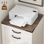 3 Drawers Farmhouse File Cabinet with Wheels for Home Office, Rustic White | Halitaa Vertical Filing Cabinet Fits Letter/A4 Size, Rolling File Cabinet Wooden Printer Stand for Home Office