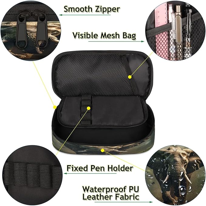 Pardick 3D Elephant Pencil Case，Big Capacity Pencil Pouch Coin Pouch Stationery - Image 5