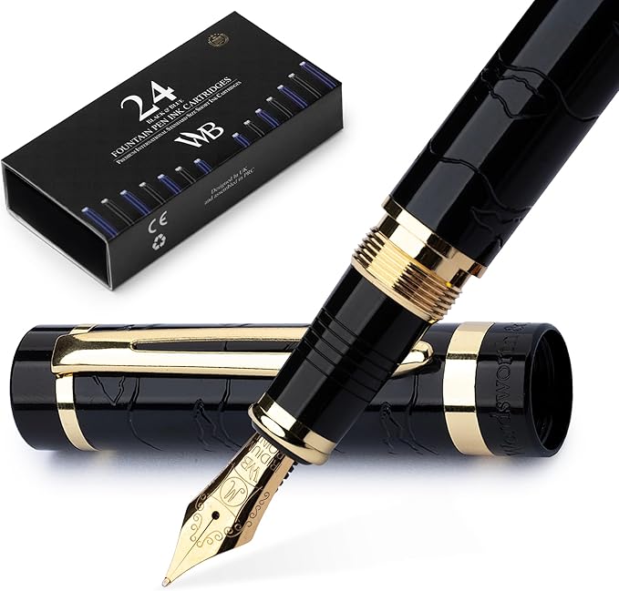 Wordsworth & Black Primori Fountain Pen Set; Medium Nib, Gift Case, 24 Ink by WordsworthBlack