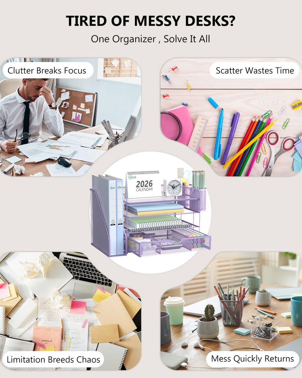 wali desk file organizer, 4 tier desktop paper, close-up detail